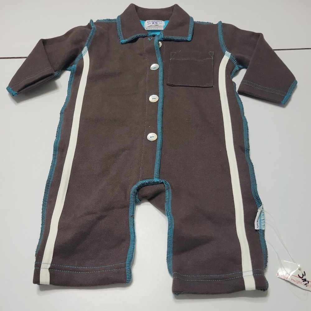 Claesens Outfit Baby Boys 0-3 Month Brown Long Sleeve Pearl Button Cotton Jumper